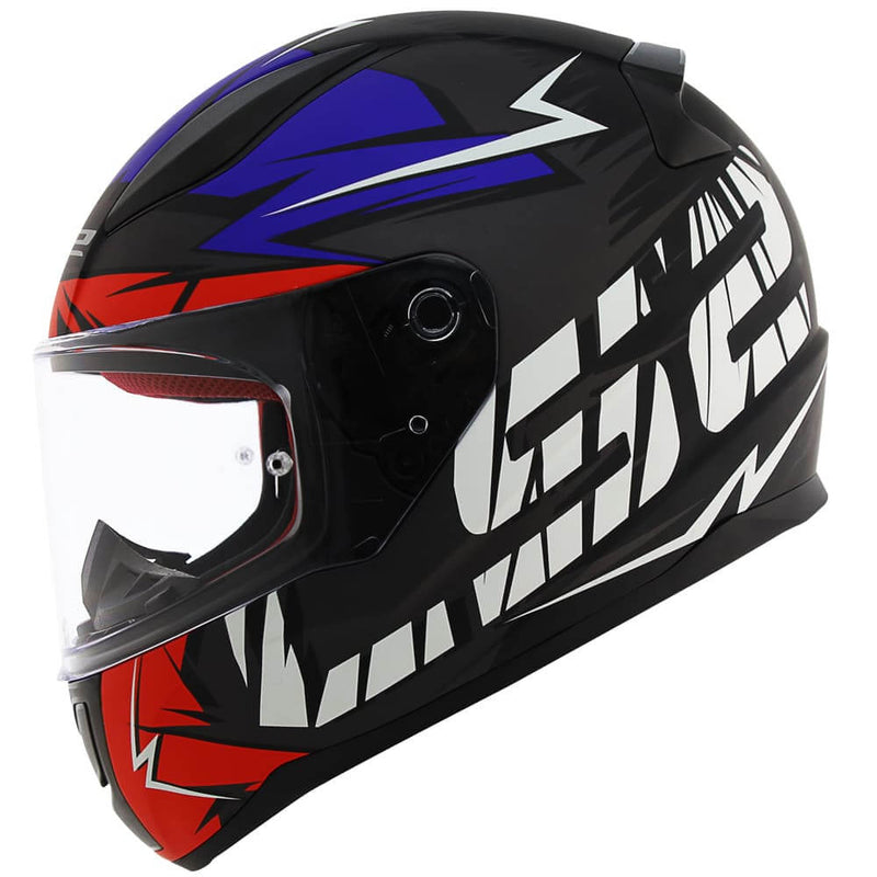 CAPACETE LS2 FF353 RAPID CROMO PRETO/VERMELHO/AZUL FOSCO