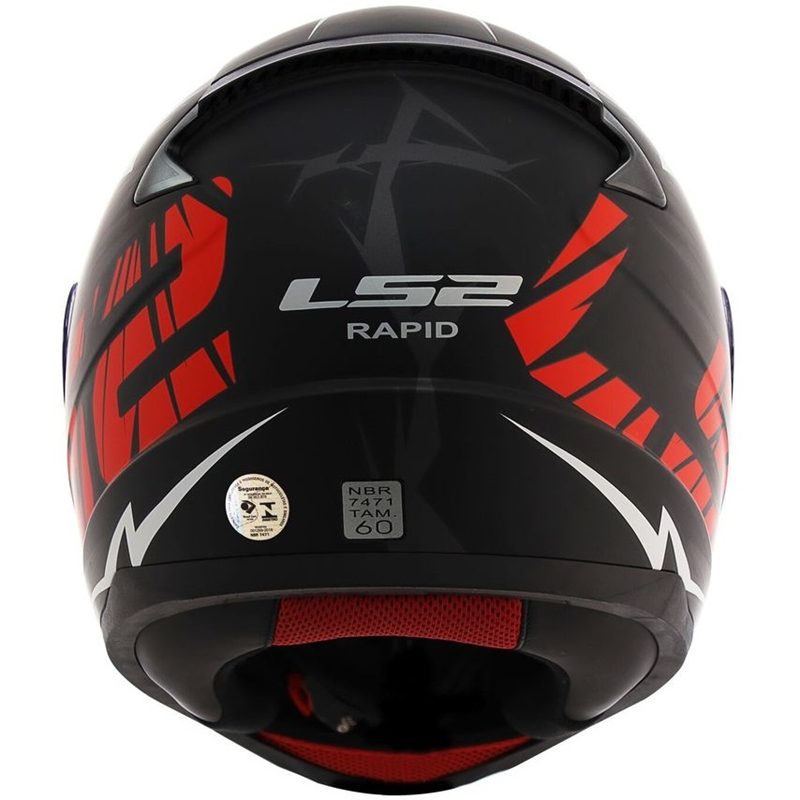CAPACETE LS2 FF358 RAPID CROMO PRETO/VERMELHO FOSCO
