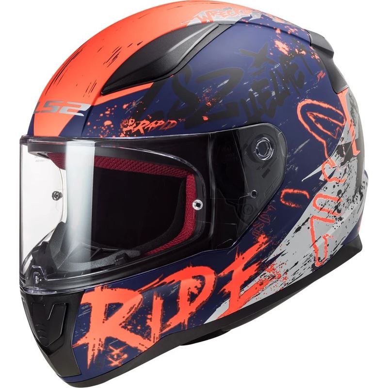 CAPACETE LS2 FF358 RAPID NAUGHTY AZUL FOSCO/ LARANJA FLUO