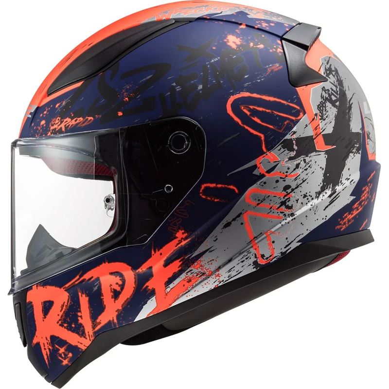 CAPACETE LS2 FF358 RAPID NAUGHTY AZUL FOSCO/ LARANJA FLUO