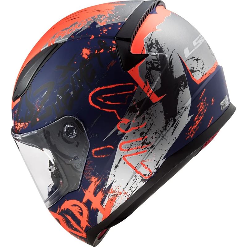 CAPACETE LS2 FF358 RAPID NAUGHTY AZUL FOSCO/ LARANJA FLUO