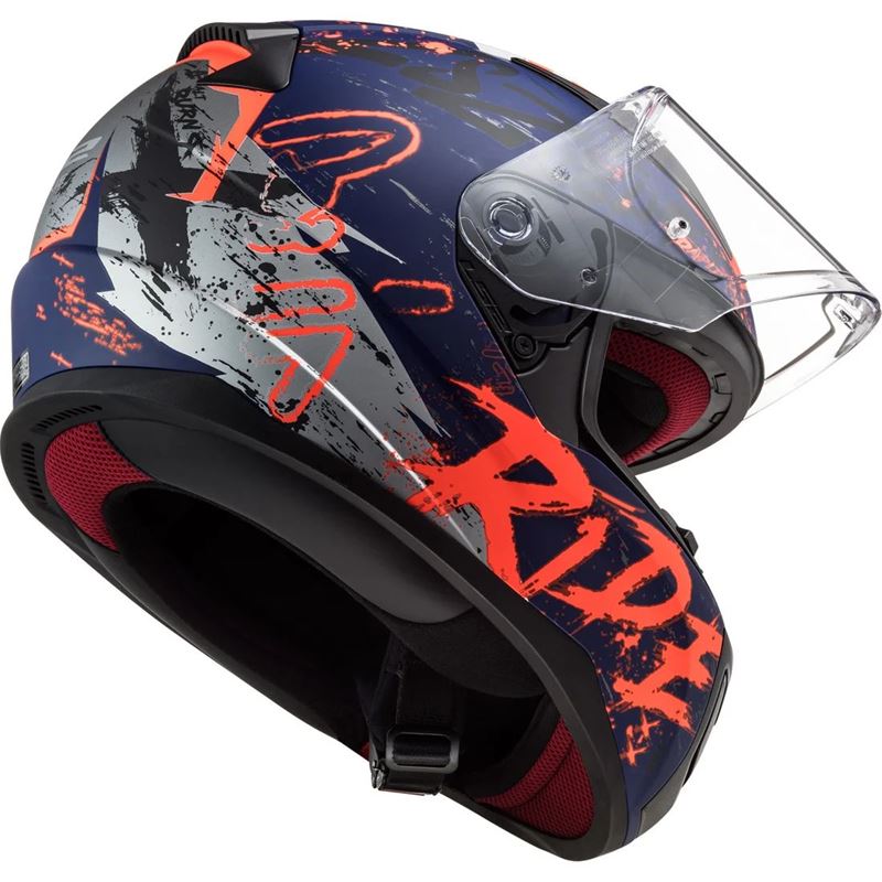 CAPACETE LS2 FF358 RAPID NAUGHTY AZUL FOSCO/ LARANJA FLUO