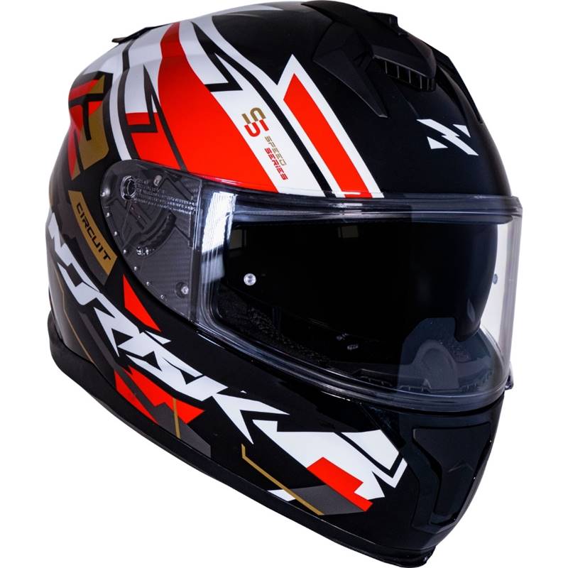 CAPACETE NORISK STRADA CIRCUIT PRETO/VERMELHO/DOURADO