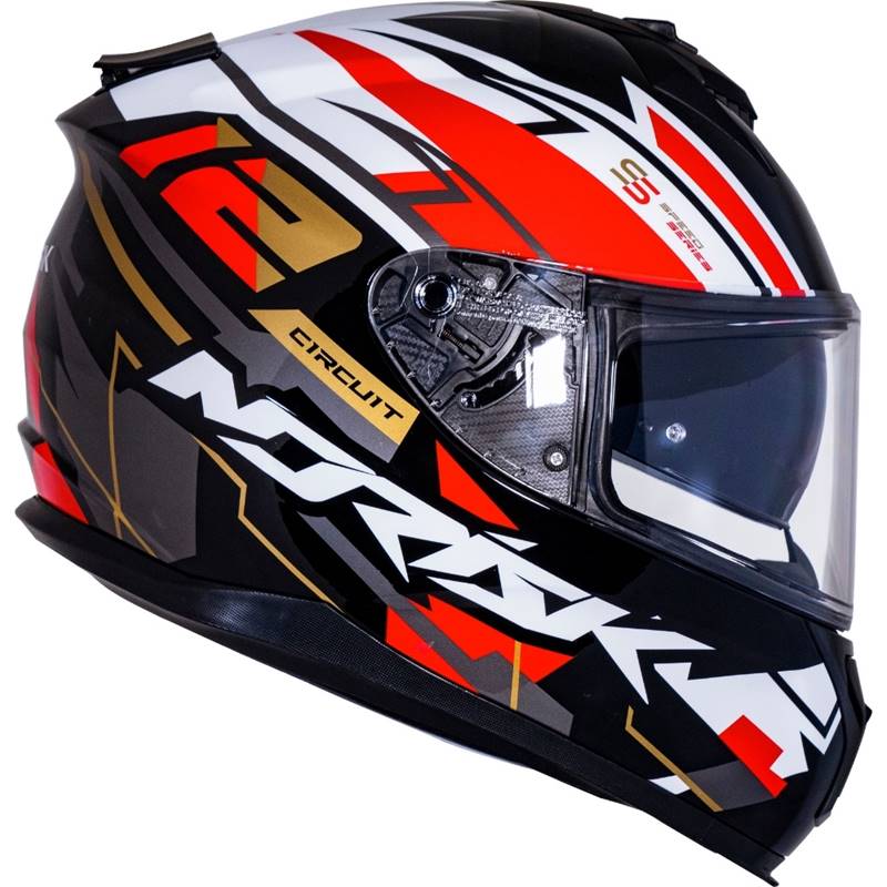 CAPACETE NORISK STRADA CIRCUIT PRETO/VERMELHO/DOURADO