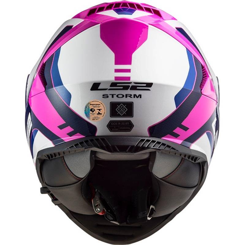CAPACETE LS2 FF800 STORM TECHY BRANCO/ROSA (COM VISEIRA SOLAR)