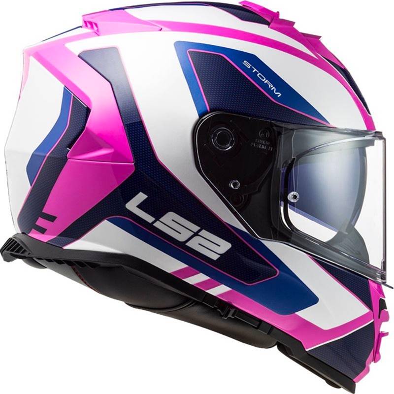 CAPACETE LS2 FF800 STORM TECHY BRANCO/ROSA (COM VISEIRA SOLAR)