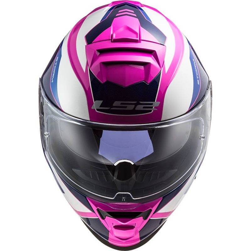 CAPACETE LS2 FF800 STORM TECHY BRANCO/ROSA (COM VISEIRA SOLAR)