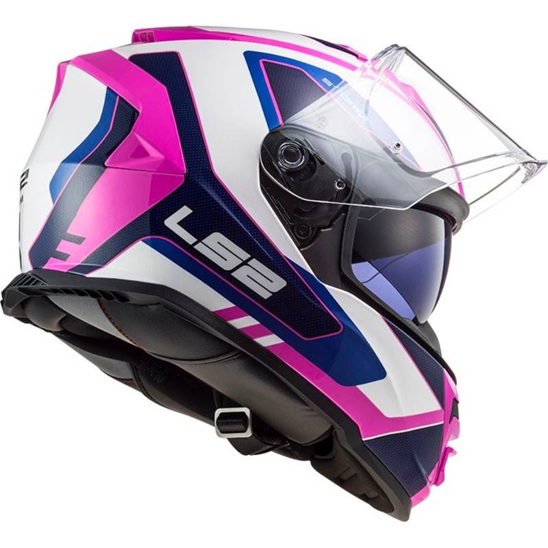 CAPACETE LS2 FF800 STORM TECHY BRANCO/ROSA (COM VISEIRA SOLAR)
