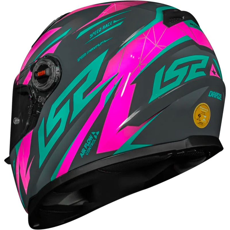 CAPACETE LS2 FF358 DRAZE ROSA/AZUL/CINZA