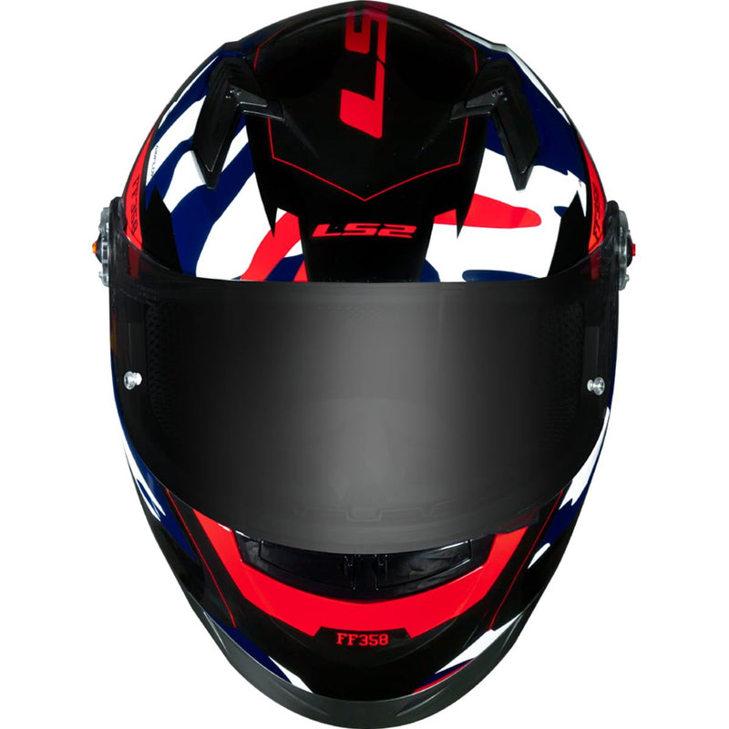 CAPACETE LS2 FF358 TANK AZUL/VERMELHO CAMUFLADO
