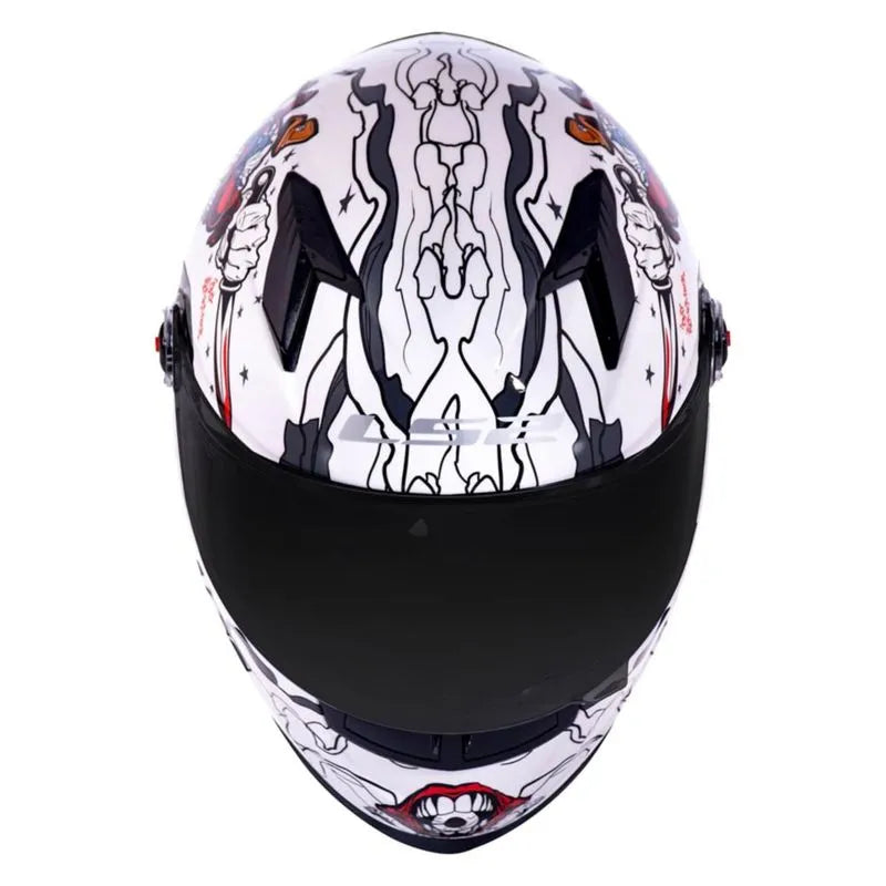 CAPACETE LS2 FF358 CRAZY CLOWN BRANCO