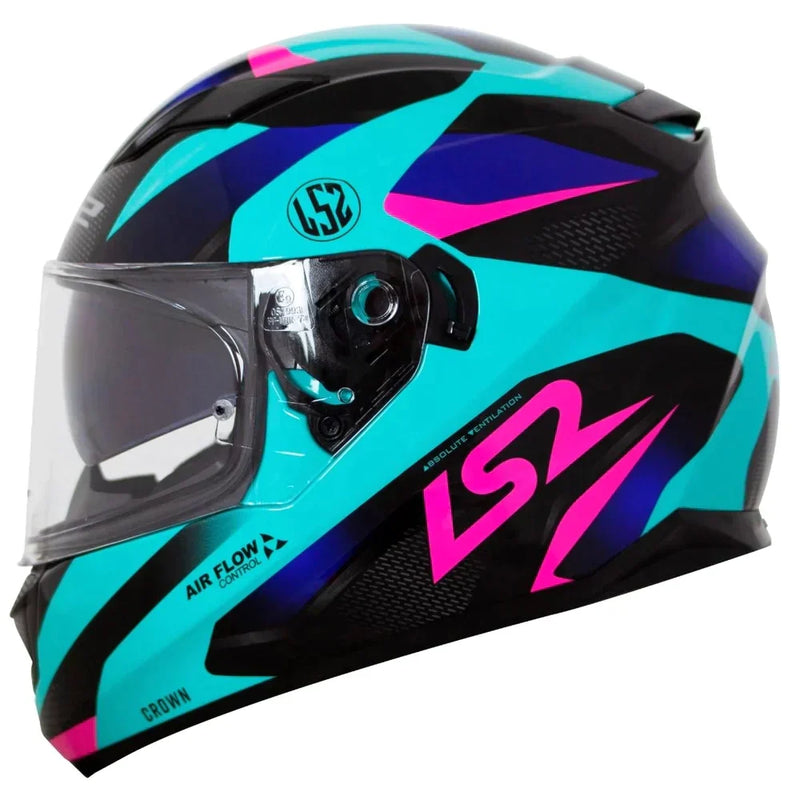 CAPACETE LS2 FF320 STREAM CROW AZUL/PRETO/ROSA