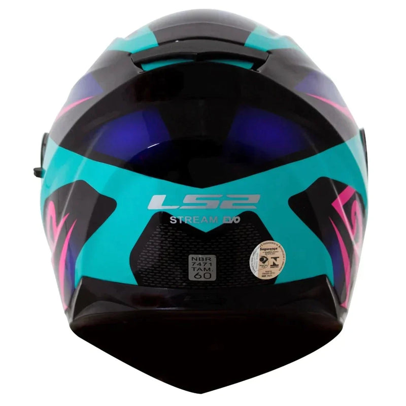 CAPACETE LS2 FF320 STREAM CROW AZUL/PRETO/ROSA