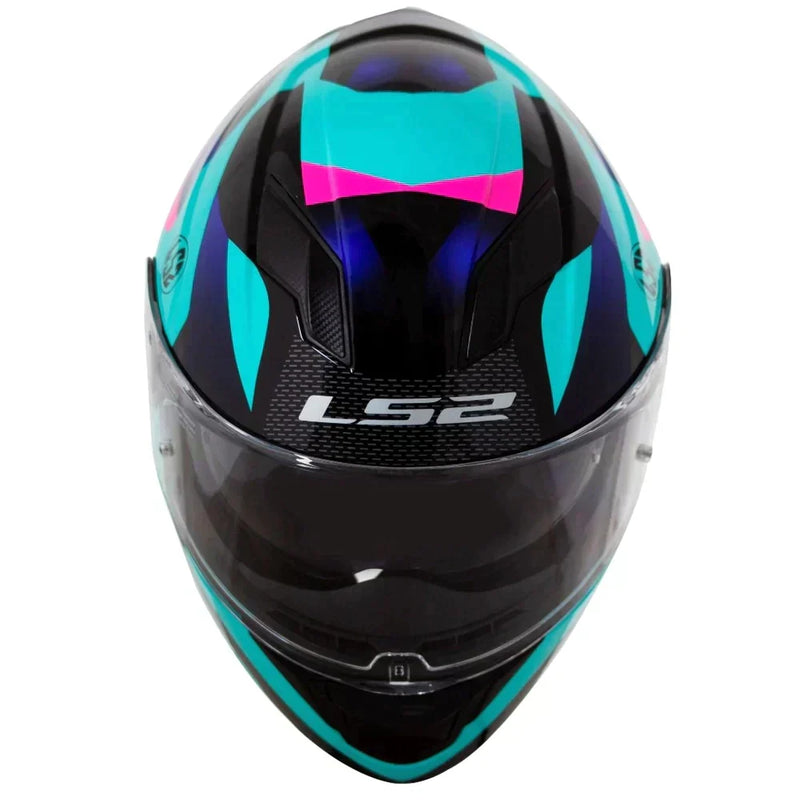 CAPACETE LS2 FF320 STREAM CROW AZUL/PRETO/ROSA