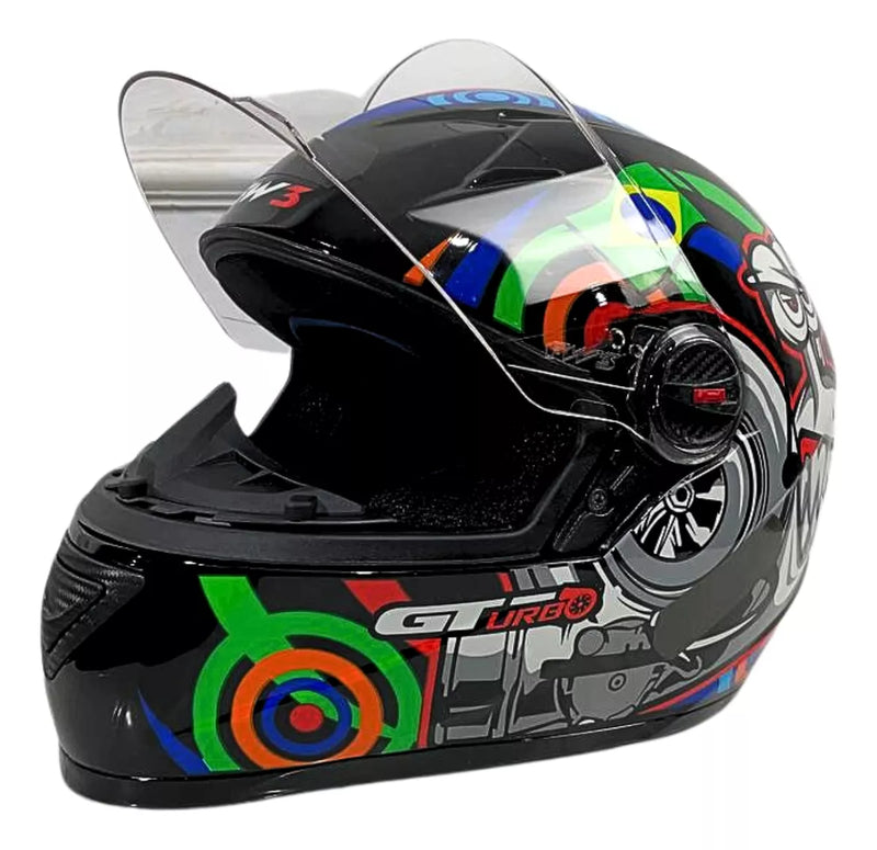 Capacete Moto Fw3 Gt2 Gt5 Viseira Cristal Com Narigueira