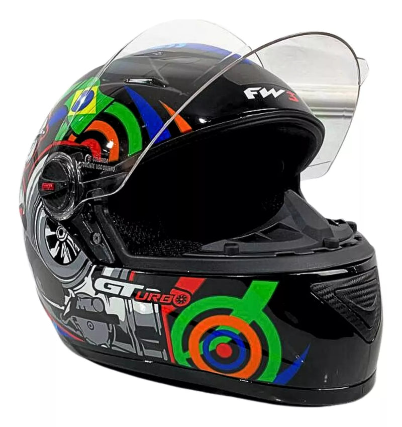 Capacete Moto Fw3 Gt2 Gt5 Viseira Cristal Com Narigueira