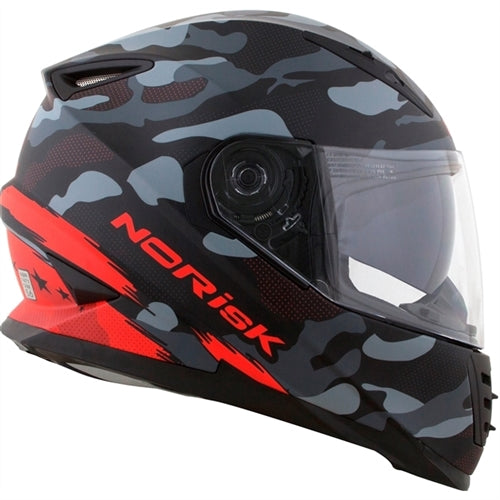 CAPACETE NORISK FF302 DESTROYER CAMO PRETO/VERMELHO FOSCO
