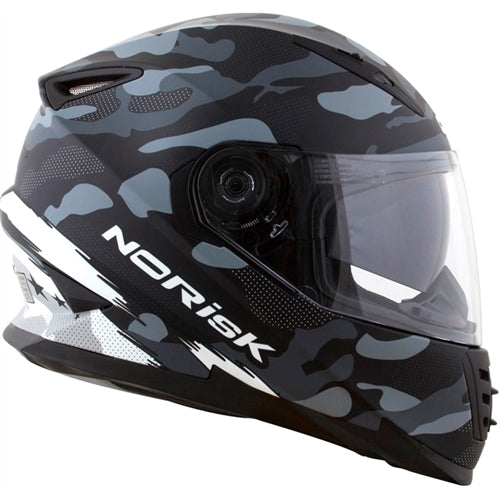 CAPACETE NORISK FF302 DESTROYER CAMO PRETO/BRANCO FOSCO