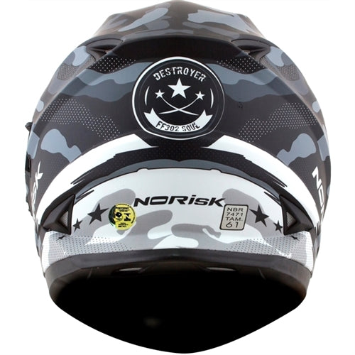 CAPACETE NORISK FF302 DESTROYER CAMO PRETO/BRANCO FOSCO