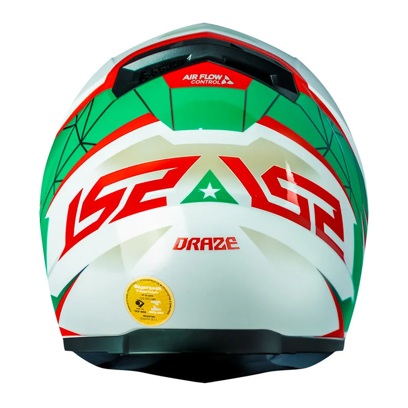 CAPACETE LS2 FF358 DRAZE VERDE/BRANCO/VERMELHO