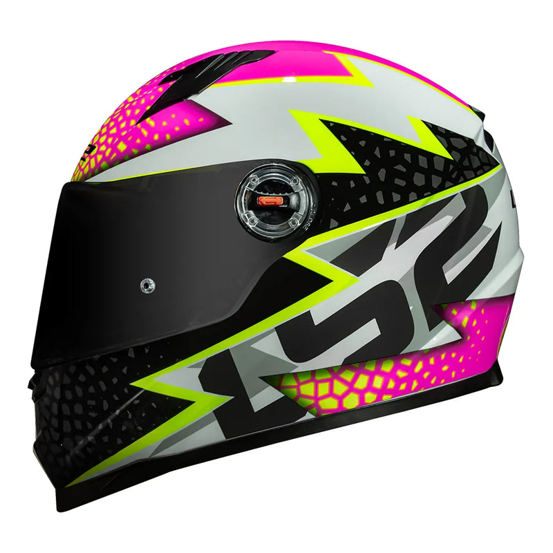 CAPACETE LS2 FF358 CLASSIC SPEEDY BRANCO/AMARELO/ROSA