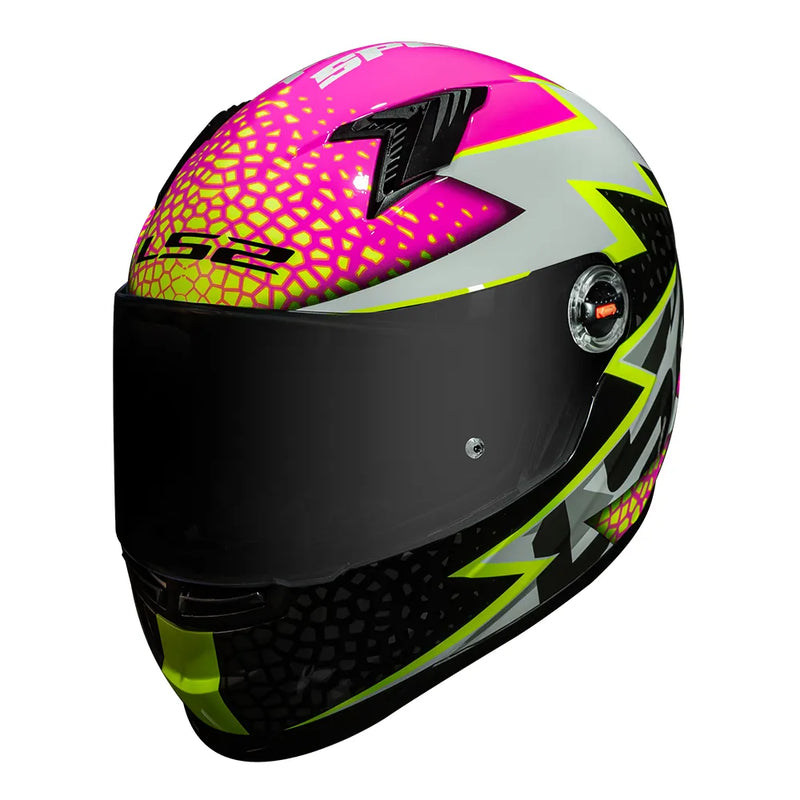 CAPACETE LS2 FF358 CLASSIC SPEEDY BRANCO/AMARELO/ROSA