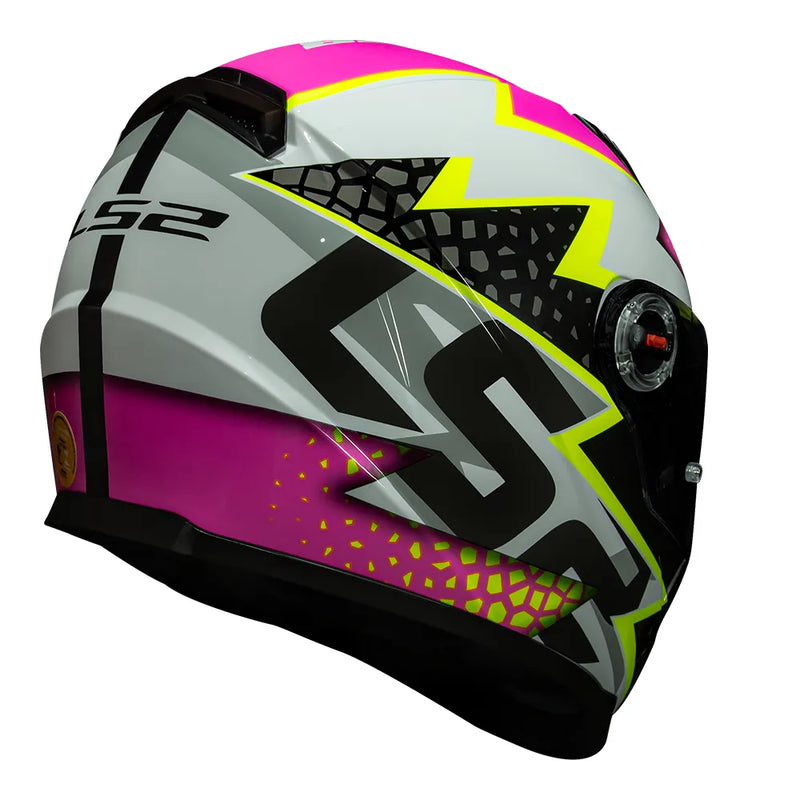 CAPACETE LS2 FF358 CLASSIC SPEEDY BRANCO/AMARELO/ROSA