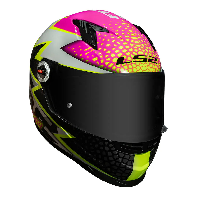 CAPACETE LS2 FF358 CLASSIC SPEEDY BRANCO/AMARELO/ROSA