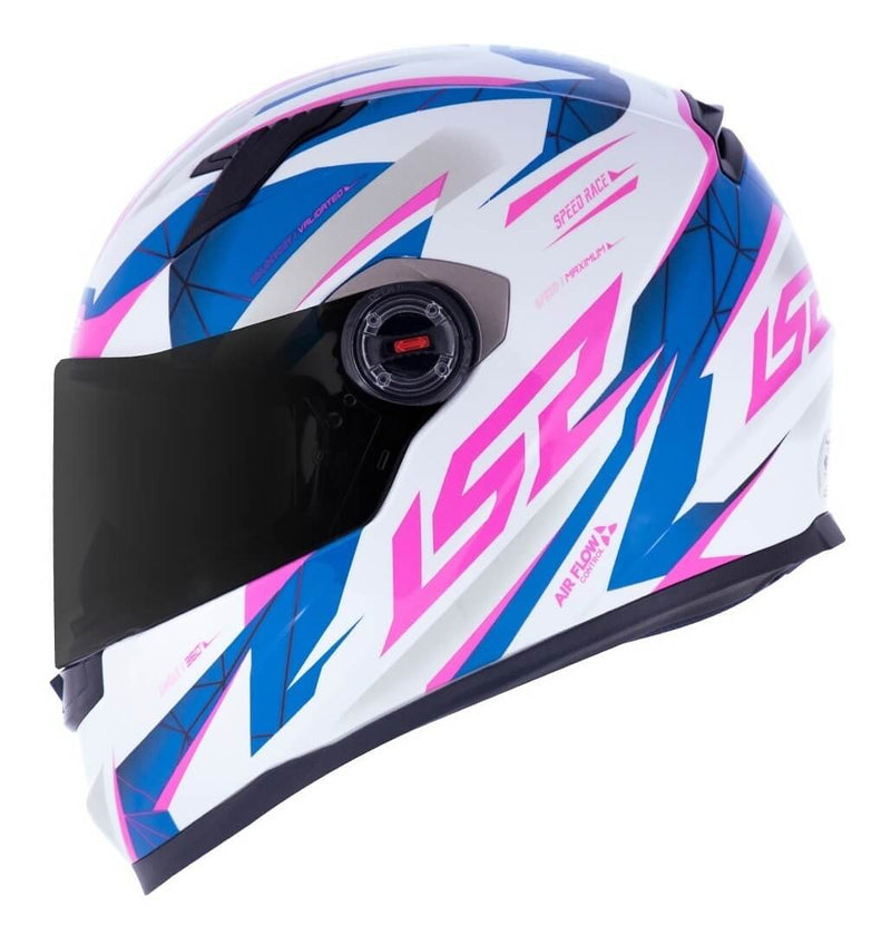 CAPACETE LS2 FF358 DRAZE BRANCO/AZUL/ROSA