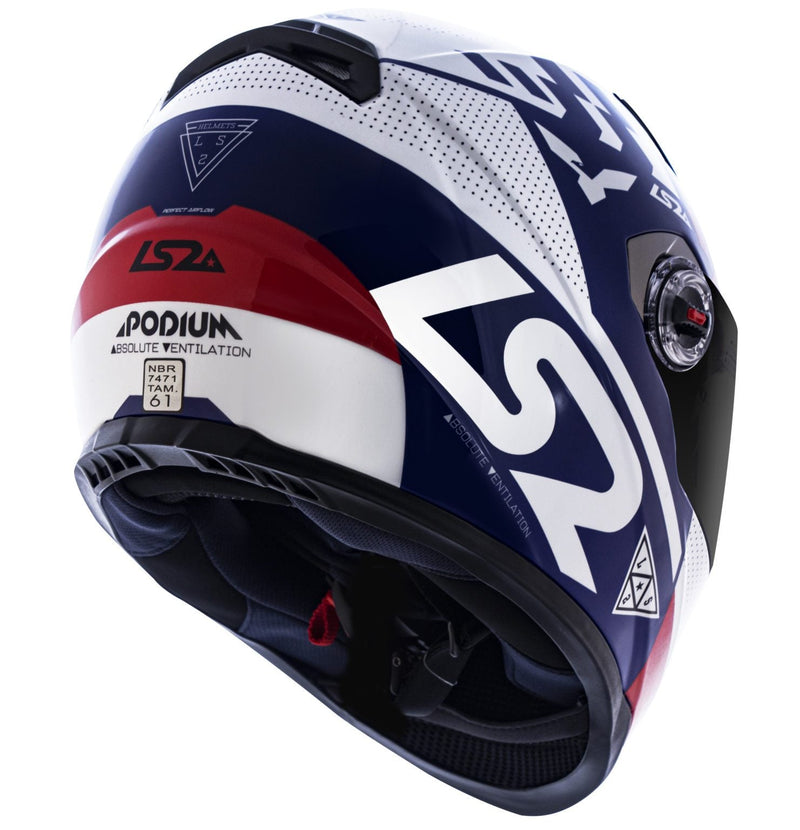 CAPACETE LS2 FF358 PODIUM AZUL/BRANCO/VERMELHO