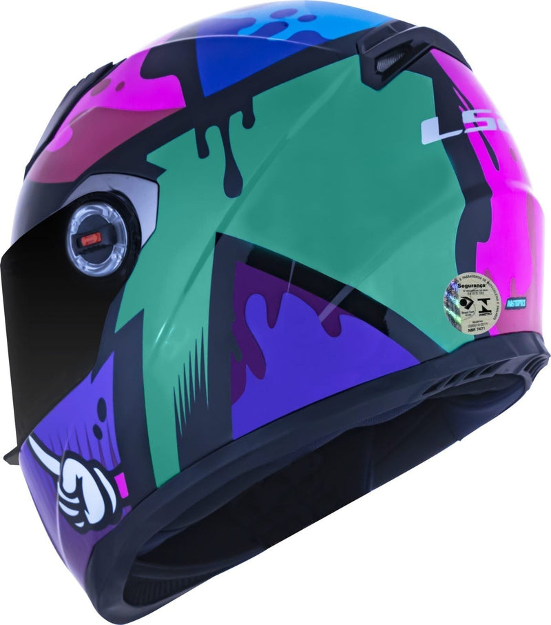 CAPACETE LS2 FF358 MASTERPIECE ROSA/ROXO/VERDE