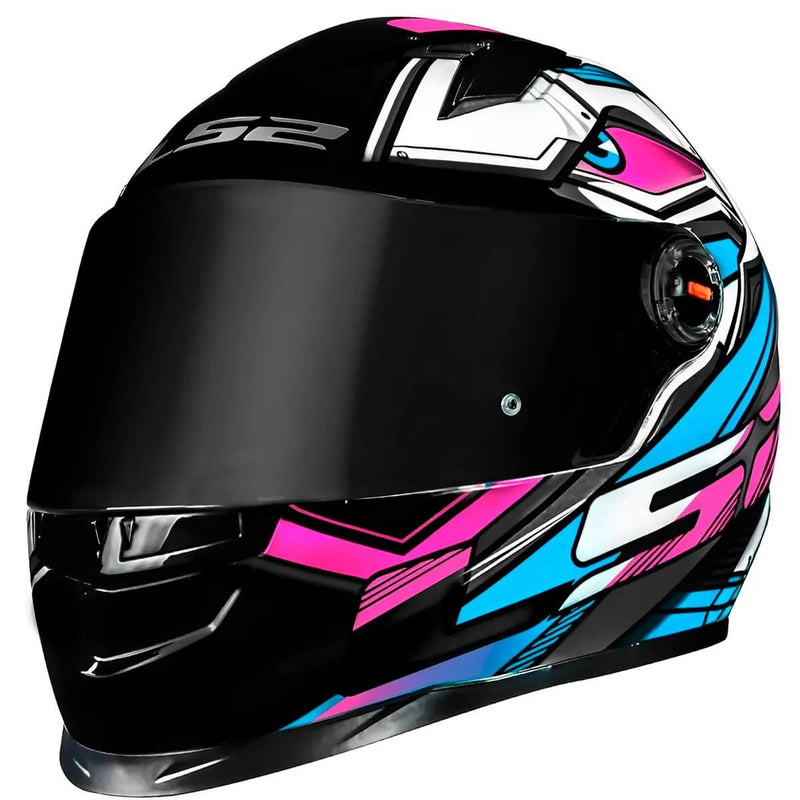 Capacete LS2 FF358 Xdron - Branco/Rosa/Azul Cyan
