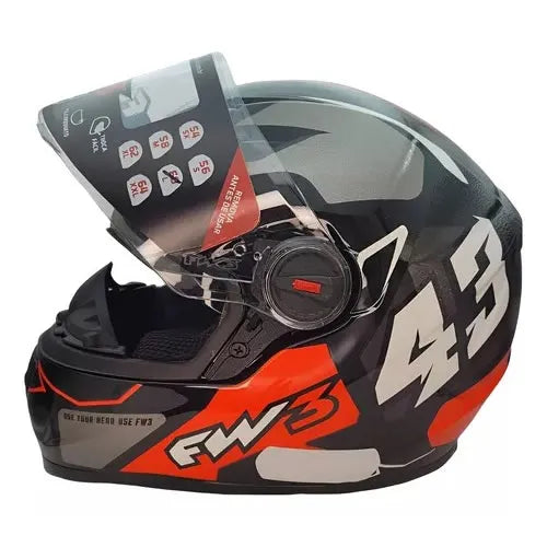 Capacete FW3 GTX 43 Preto Grafite C/ Viseira Solar