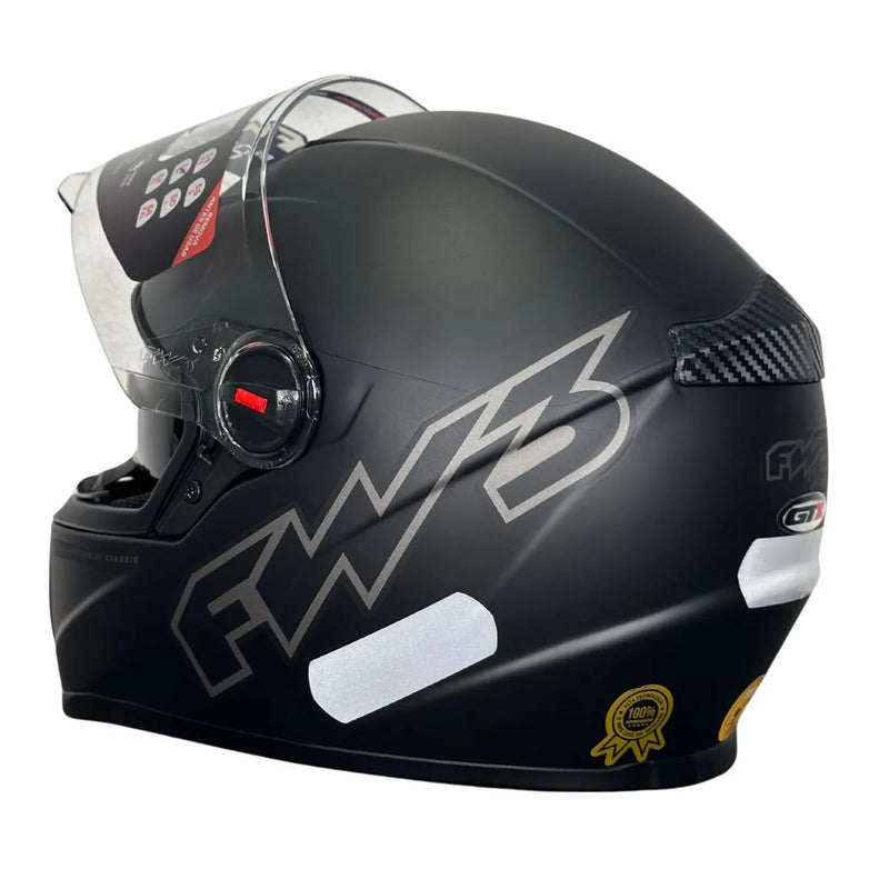 Capacete FW3 GTX Classic Preto Fosco C/ Viseira Solar