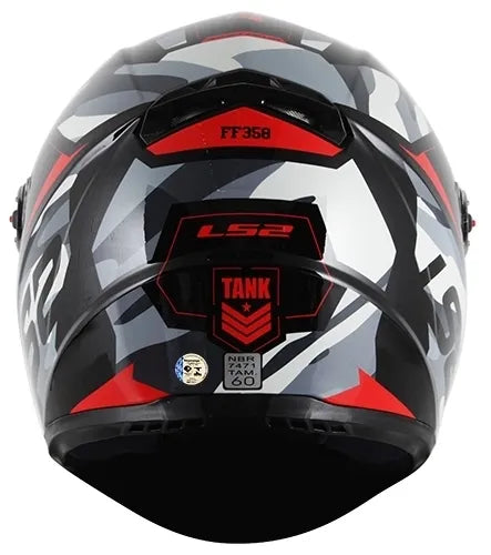 CAPACETE LS2 CLASSIC TANK PRETO/VERMELHO/BRANCO