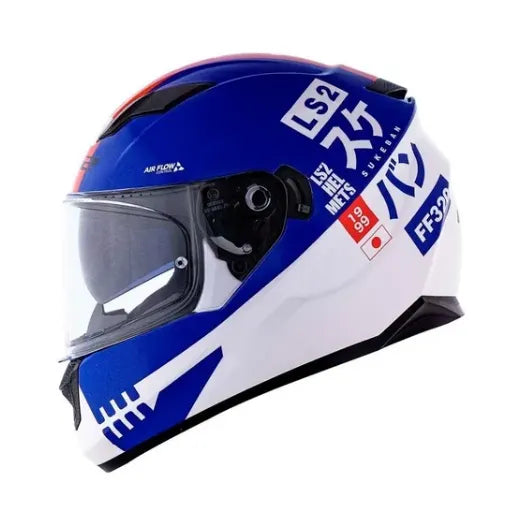 CAPACETE LS2 FF320 STREAM SUKEBAN BRANCO/AZUL/VERMELHO