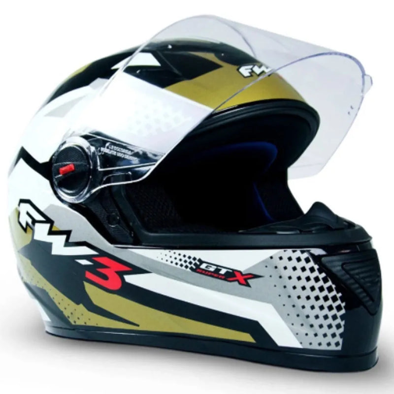 Capacete FW3 GTN Super Dourado Cinza Branco